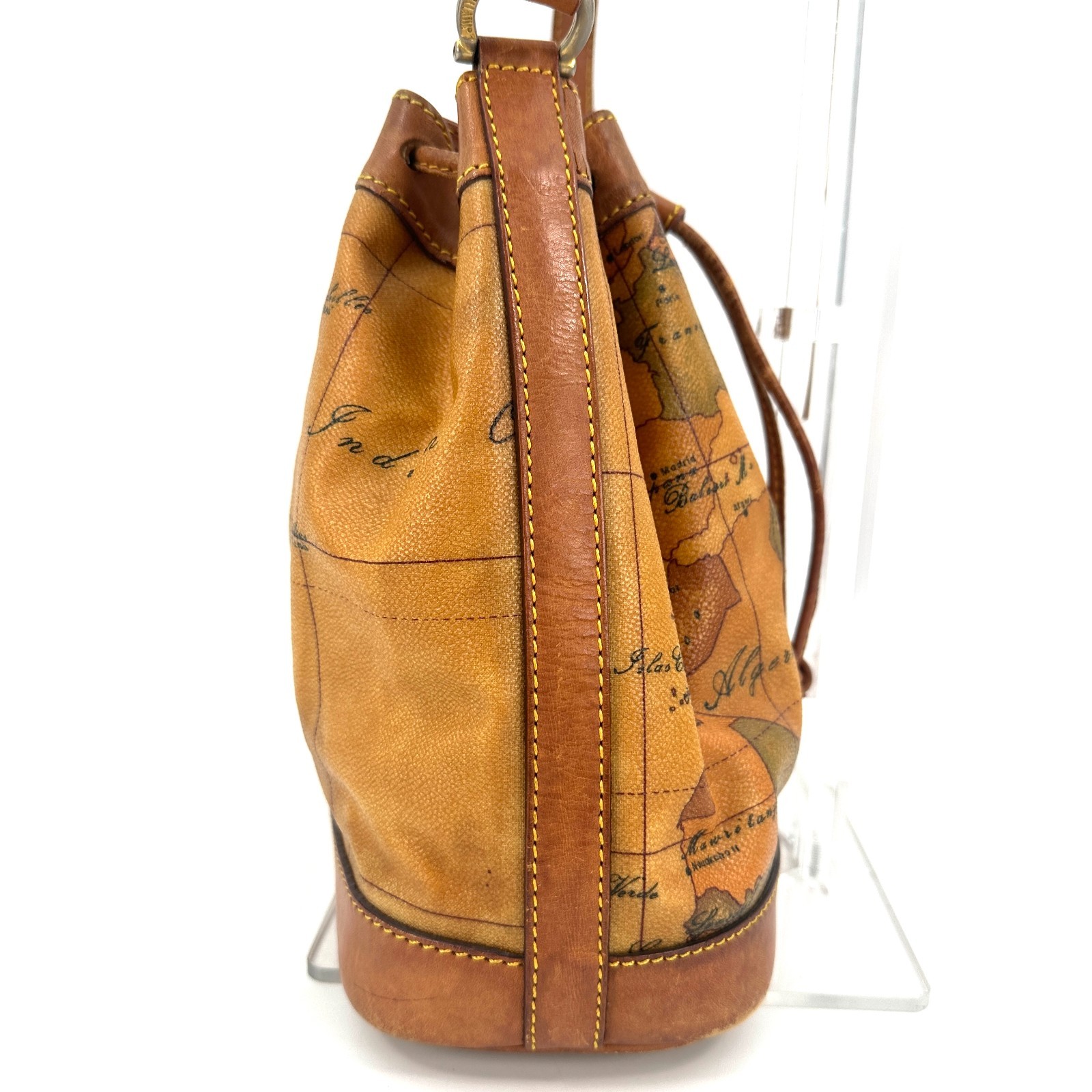 PRIMA CLASSE Shoulder Bag Drawstring Map Leather … - image 6