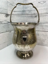 Vintage Ornate Silver Ice Bucket Handle Floral EPNS Vase Decor Salem Cc 1928