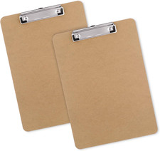 2 Pack Wood Clipboards, Letter Size 8.5x11, Low Profile Clip for Office, School