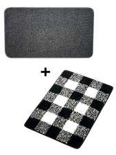 PiccoCasa Microfiber Plaid Pattern Bathroom Rugs LINLA Indoor Doormat,Mud Mat