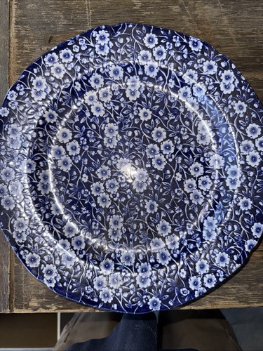 Calico Burleigh Staffordshire Blue Dinner Plate 10.5” Floral England