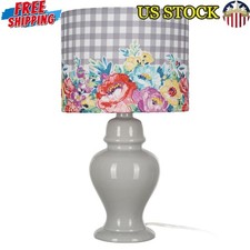 Ceramic Table Lamp W/Lampshade  Ceramic Base Romance Grey Finish Bedroom