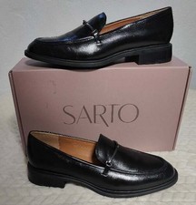 Franco Sarto Women's 8 Black Leather Shoes Loafers EDA Classic Slip On 38.5