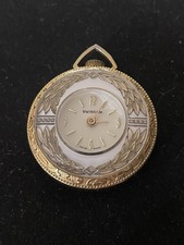 Vintage Swissam Mechanical Pendant Watch Gold Tone Floral Pocket Watch