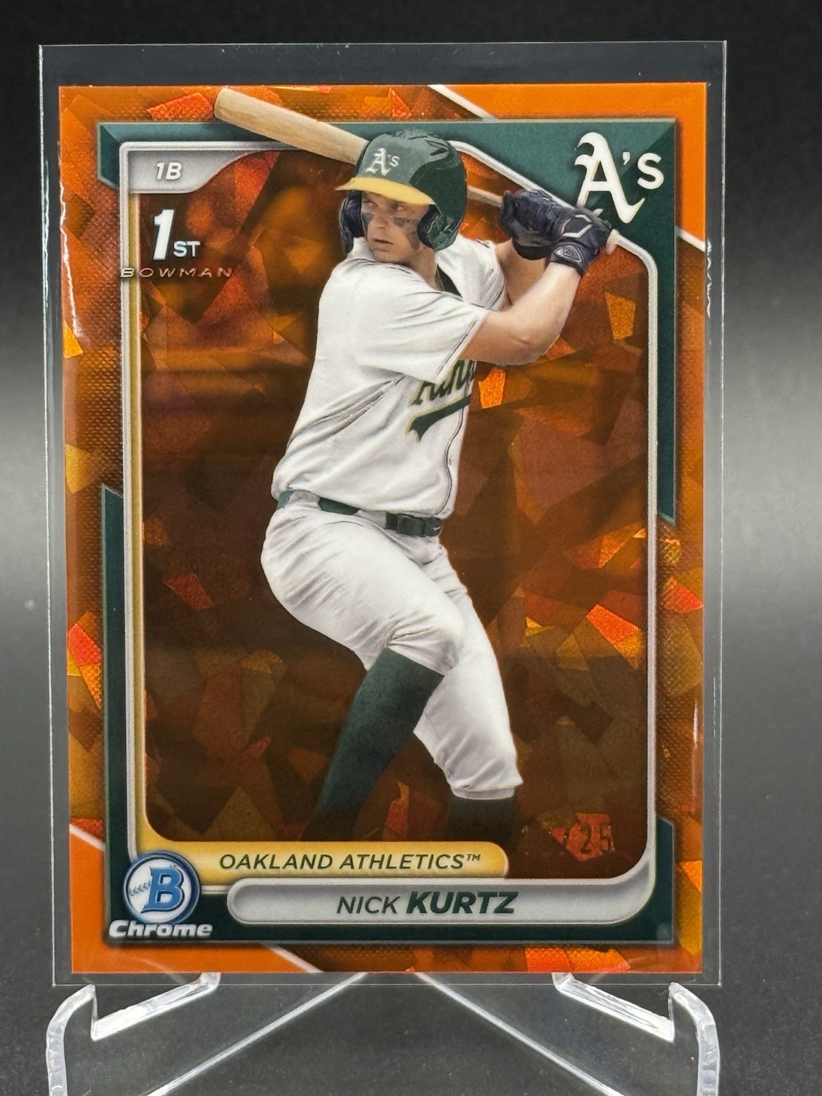 NICK KURTZ 2024 Bowman Draft Sapphire 1st Orange Refractor 16/25 Jersey #