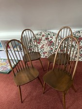 4 Vintage Ercol Windsor Quaker Model 365 dining chairs,