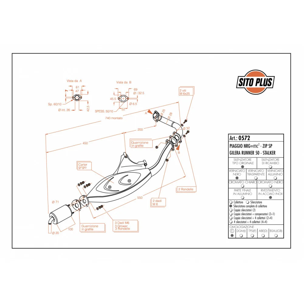 Complete Exhaust System Leovince Sitoplus Steel Gilera Runner 50 1997 > 2000