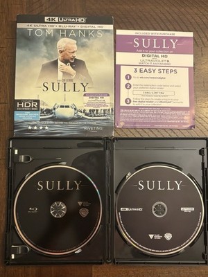 Warner Bros Sully 4K UHD Blu-ray + Blu-ray + Digital HDR Tom Hanks w/slip  cover