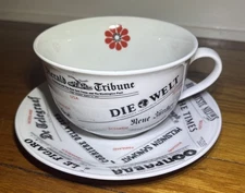 Seltmann Weiden Breakfast Cup & Saucer With International Newspaper Titles