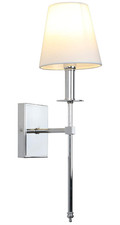 Wall Sconce Wall Light Lighting Fixture Chrome with White Lamp Shade PERMO