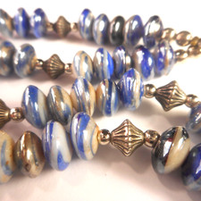 Vtg Silvertone Glazed Ceramic Beaded Necklace 22"