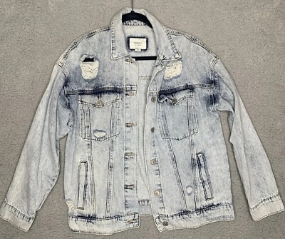 FOREVER 21 Trucker Jean Jacket Mens Light Blue Denim