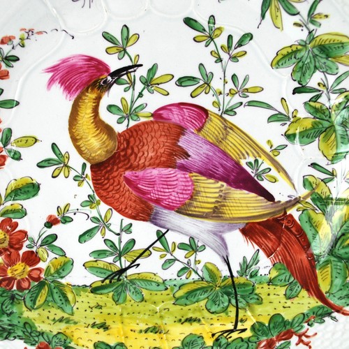 Chelsea Porzellan Stil von Edme Samson Teller mit exotischem Vogel und Blumen - Bild 4 von 9