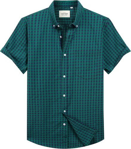 Men's Short Sleeve Oxford Shirt Regular Fit Button-Down Collar with Chest Pocket - Picture 10 of 47