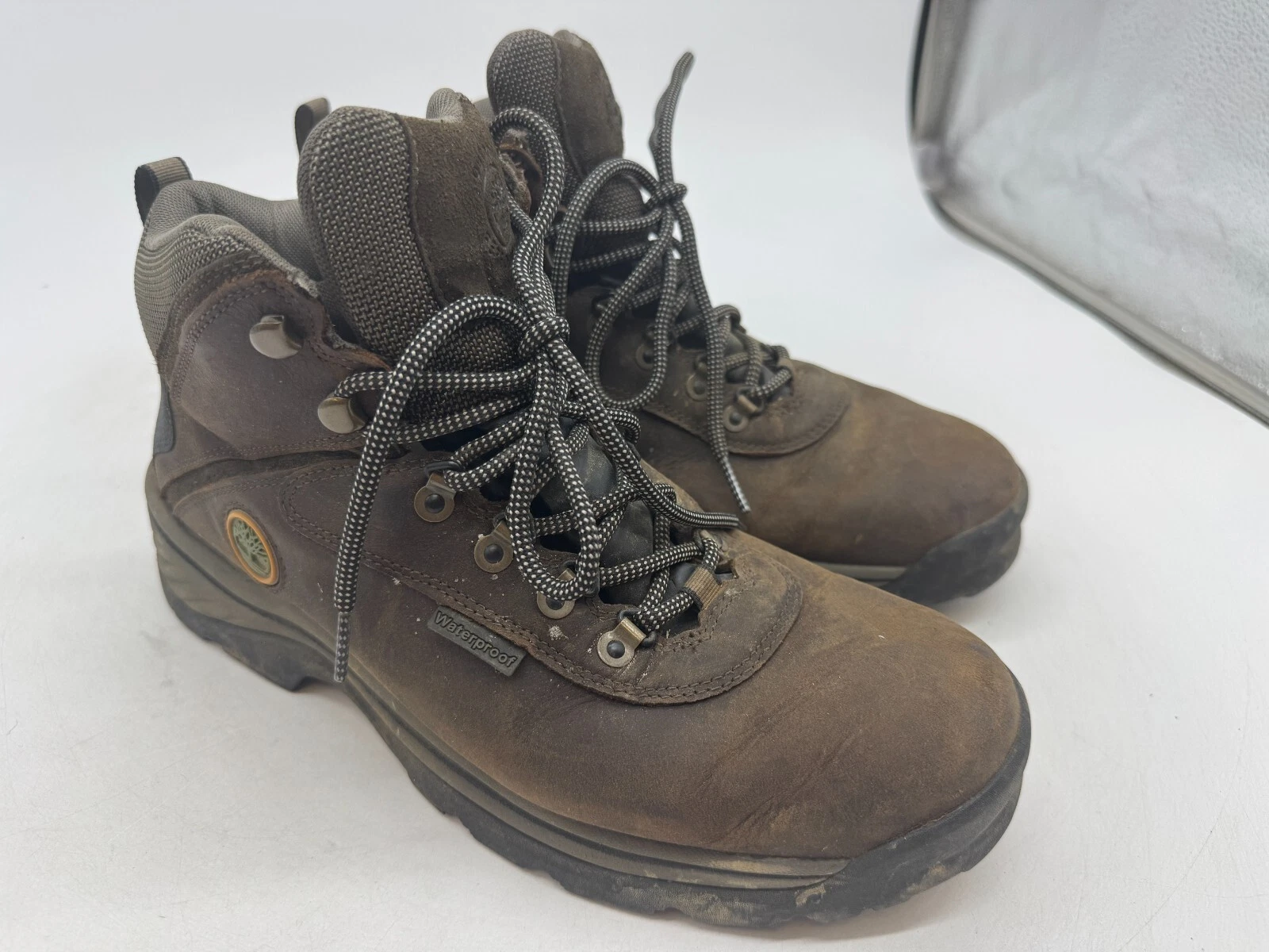 Timberland Flume Mid Hiking Boots Men Dark Brown Leather Lace-Up Waterproof - 11