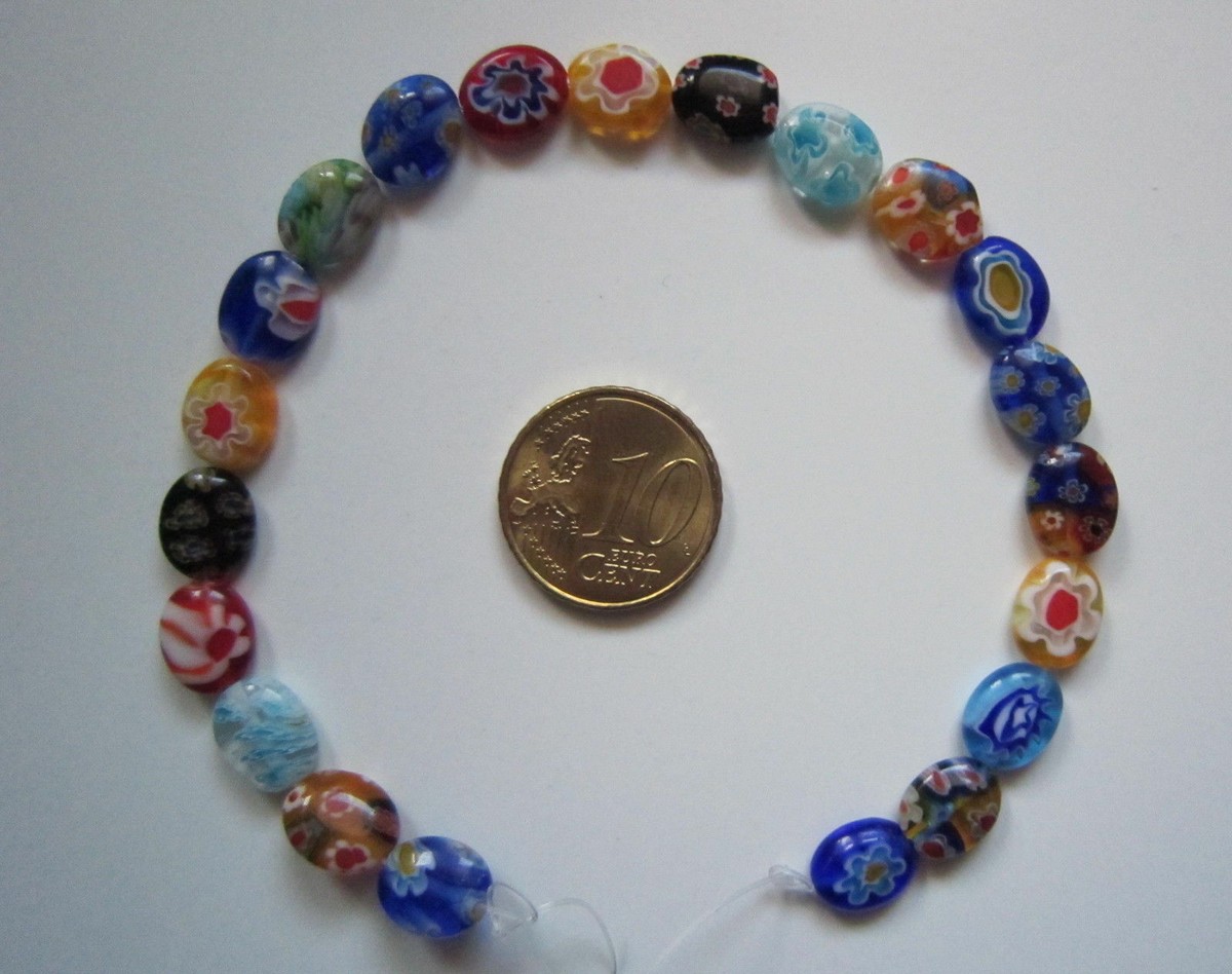 13 Perles Ovales En Cristal Milflores Bleu - 10x8 Mm - Neuf Avec étiquettes
