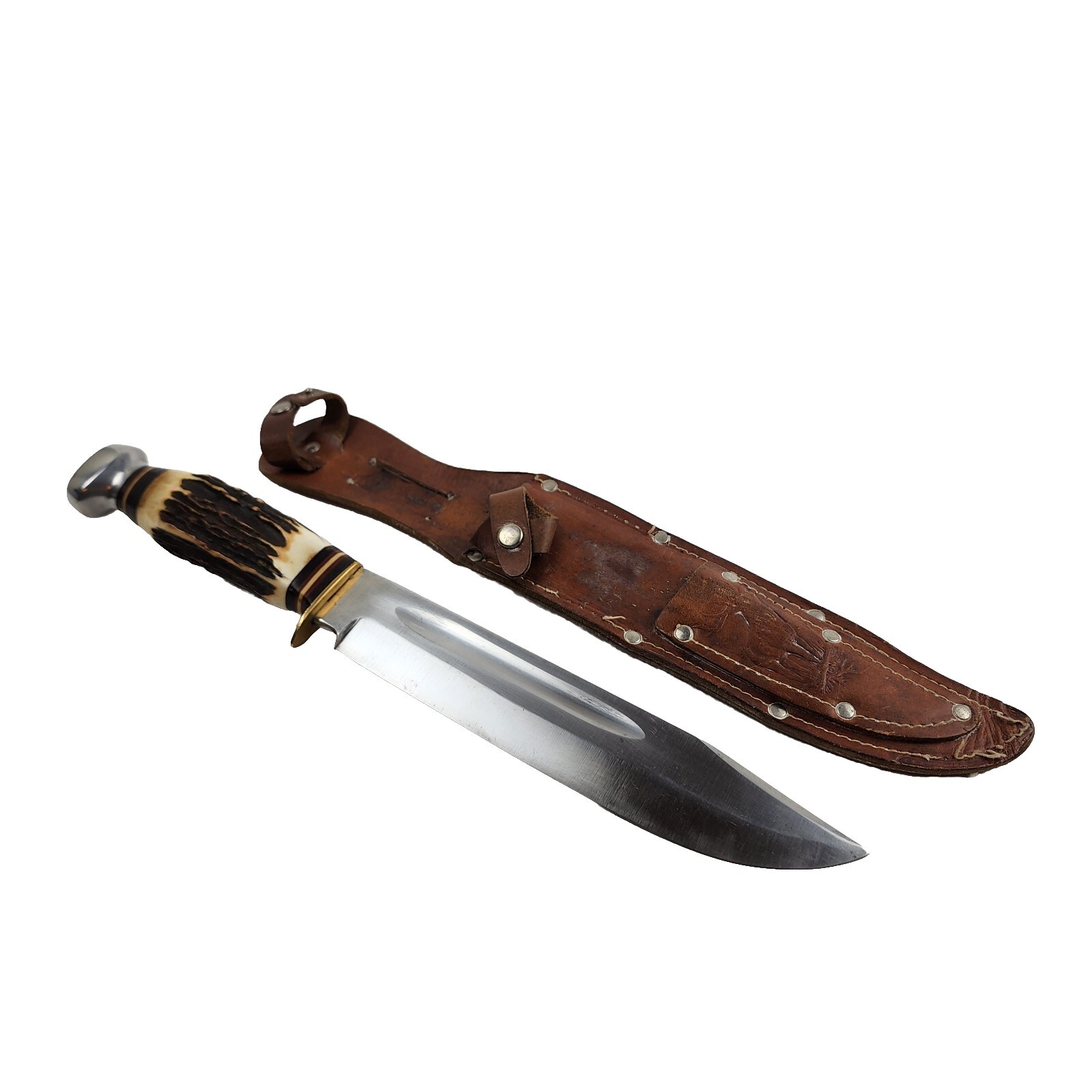 VINTAGE BARON Knives 8 1/4" Blade Bowie, Stag Handle, Solingen Germany