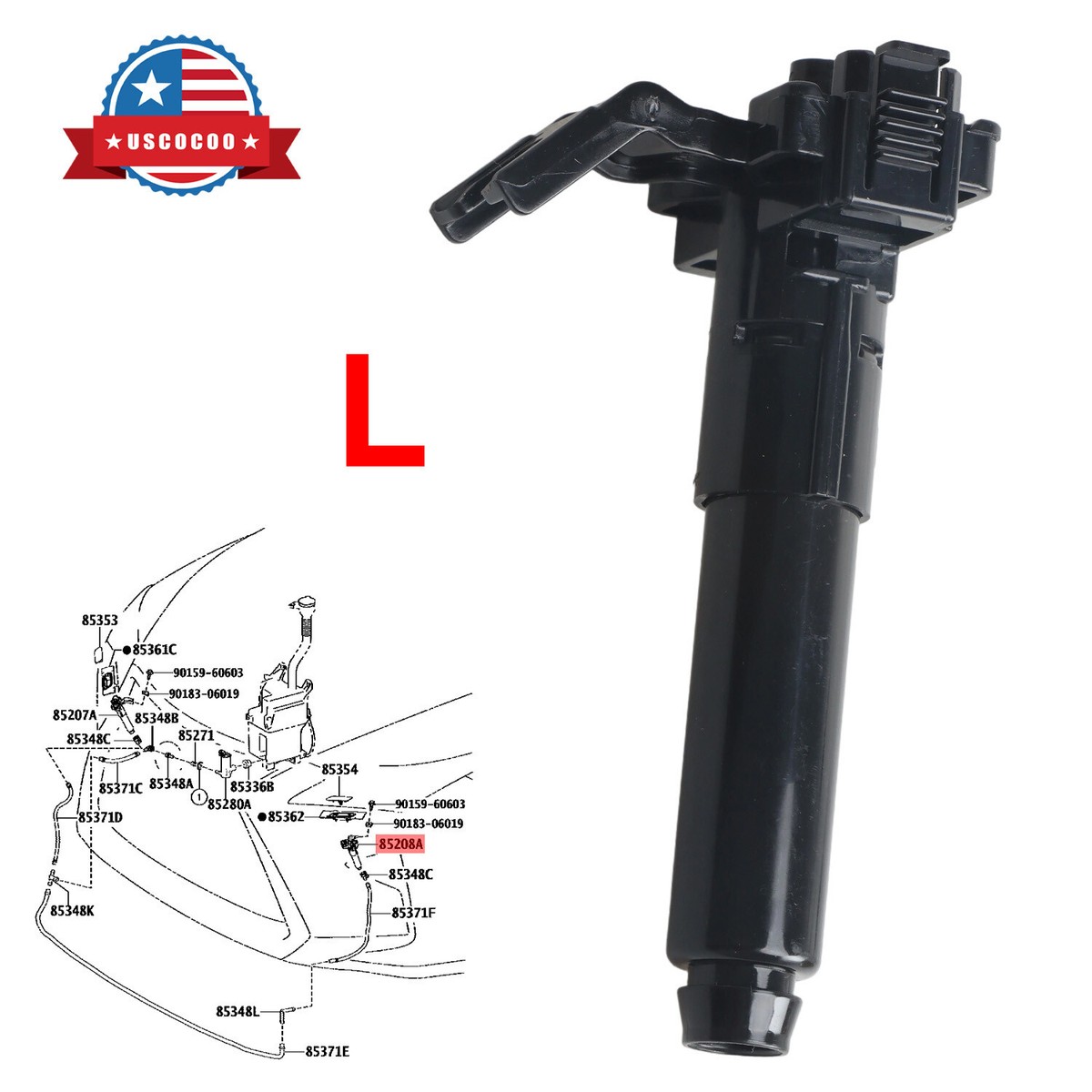 Left Bumper Headlight Actuator SUB-ASSY Headlamp Washer for Lexus
