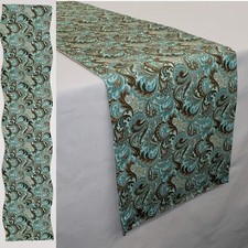 Brown Teal Paisley Table Runner