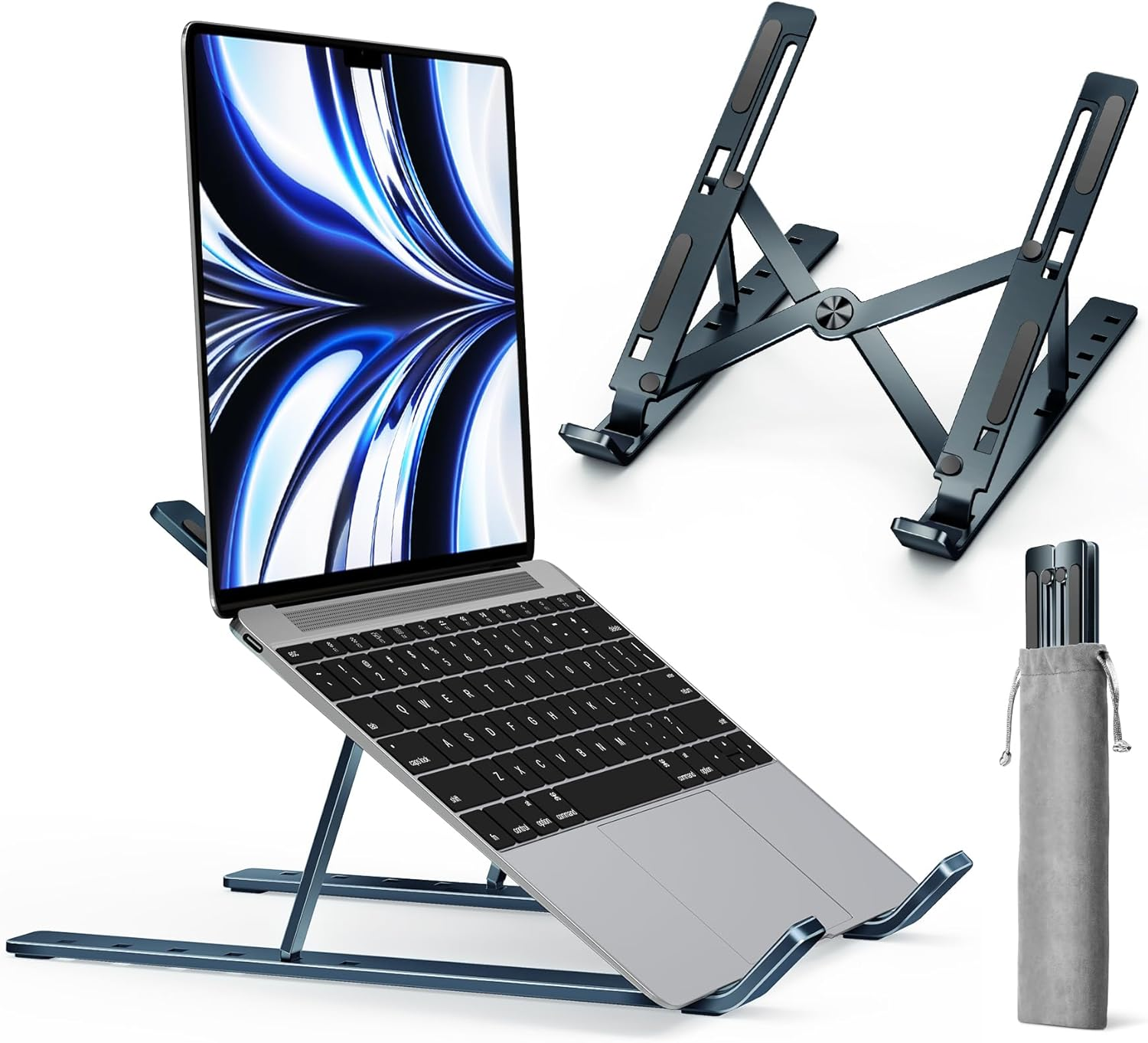 Adjustable Aluminum Laptop Stand with 6 Angle Positions for Tablets & Computers-image