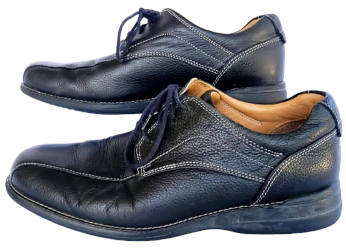 SAOLA Scarpe eleganti Johnston Murphy da uomo nere in pelle di ciottoli stringate punta divisa 9M OS01B