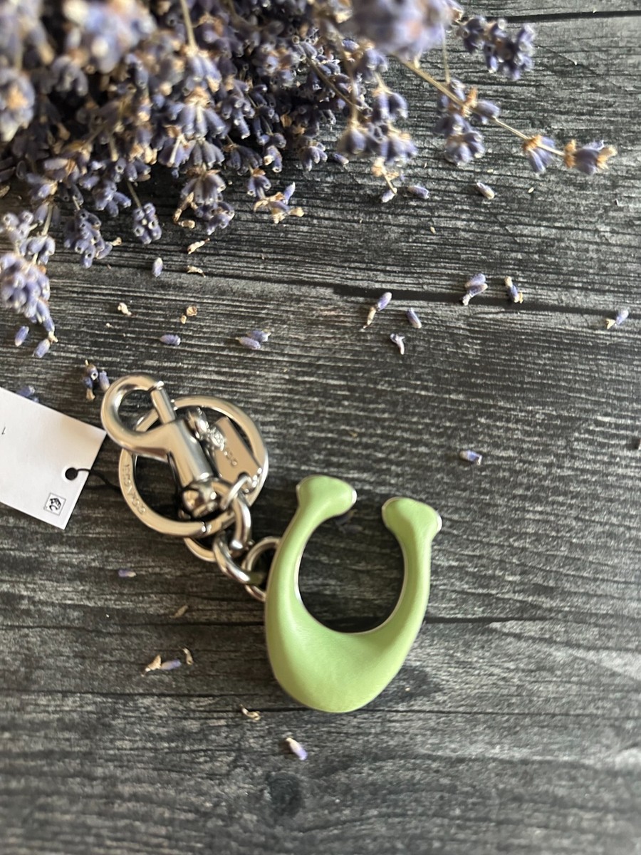 Coach Signature Bag/Key Charm key with pouch Silver/Pale Pistachio