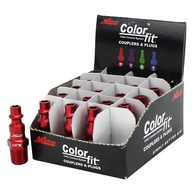 Milton  COLORFIT  Plugs (M-STYLE , Red) - 1/4'' MNPT Male (Box of 20)