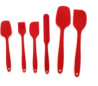 6Pcs Kitchen Spatula Silicone Utensils Kit,Heat Resistant Rubber for Baking Cook