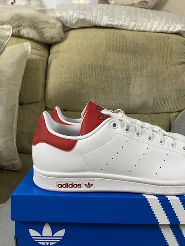 Adidas Originals Stan Smith weiß rot Turnschuhe Schuhe neu im Karton Größe 9,5 UK Herren ID1979 - Bild 3 von 19
