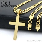 18-40"Stainless Steel 6mm Gold Plated Cuban Curb Chain Plain Cross Pendant*P64