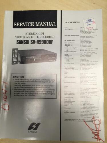 Sansui Service Manual for the SV-R9900HF VCR Video Cassette Recorder      mp - Picture 1 of 1