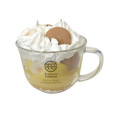 Banana Pudding Dessert Candle | Creamy Whipped Meringue Topping| Golden Vanilla 