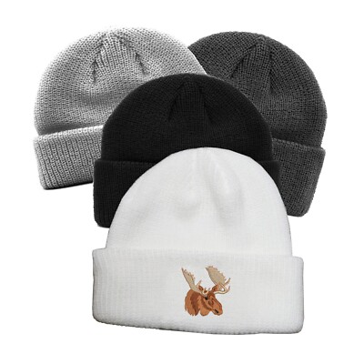 Moose embroidered docker beanie hat, dock beanie hat