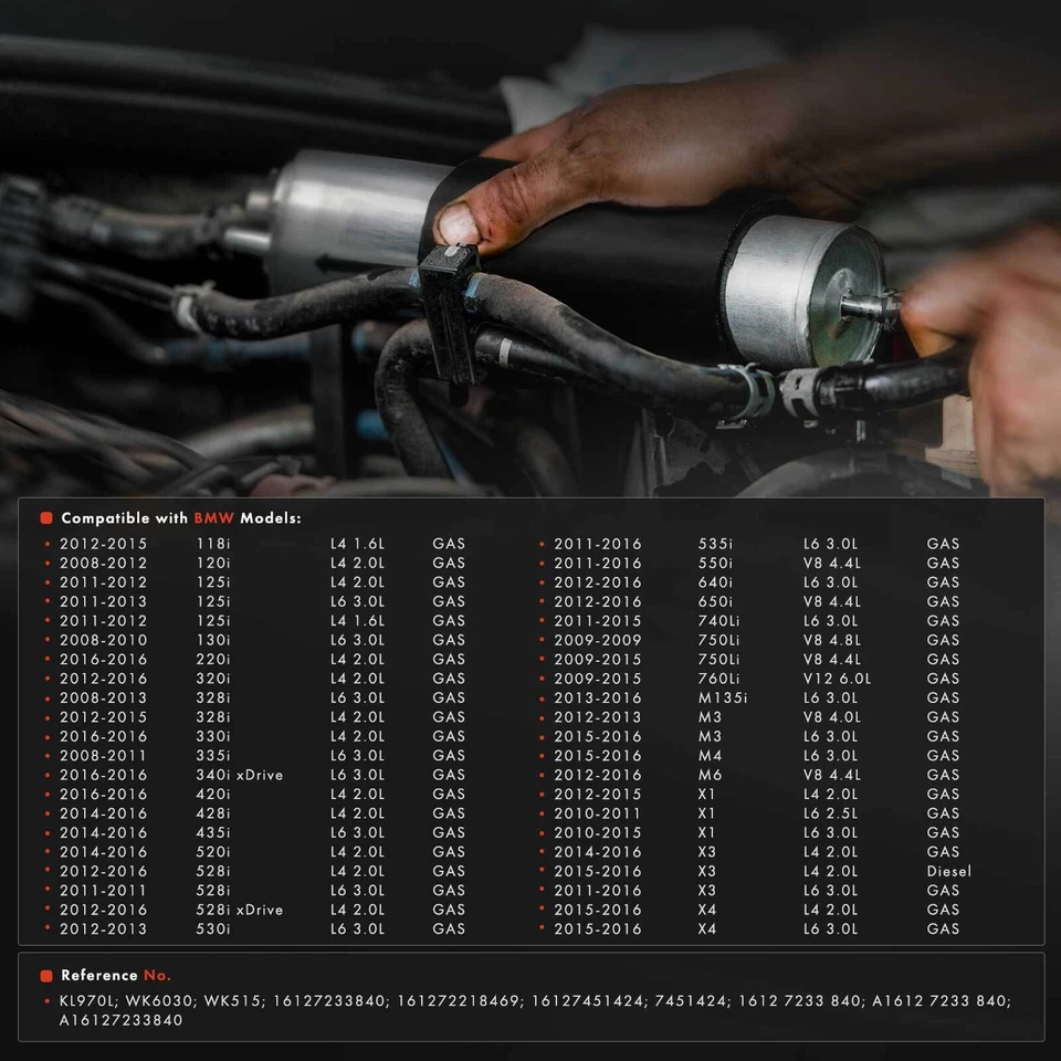 Filtro de combustible para BMW Serie 1 Serie 3 Serie 4 Serie 5 Serie 7 M3 M4 X1 X3 X4 Foto 2 de 4