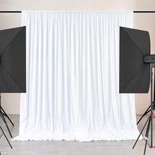 Wrinkle-Free White Backdrop Curtains 10x9ft Thick Photography Drapes