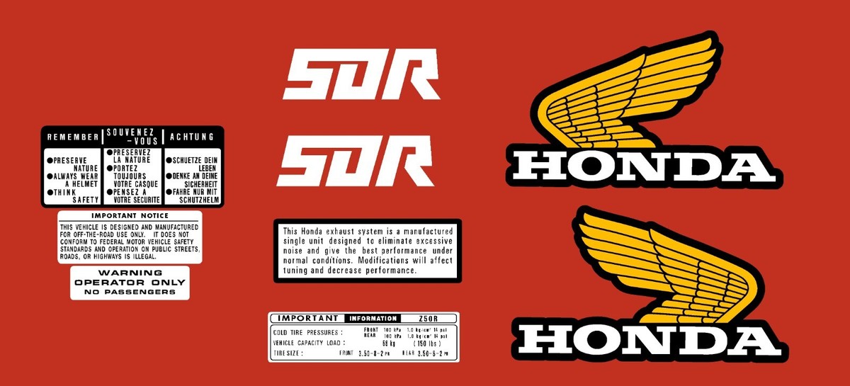 HONDA Z50R 1980 Z50R DECALS KIT COMPLETE REPRO | eBay