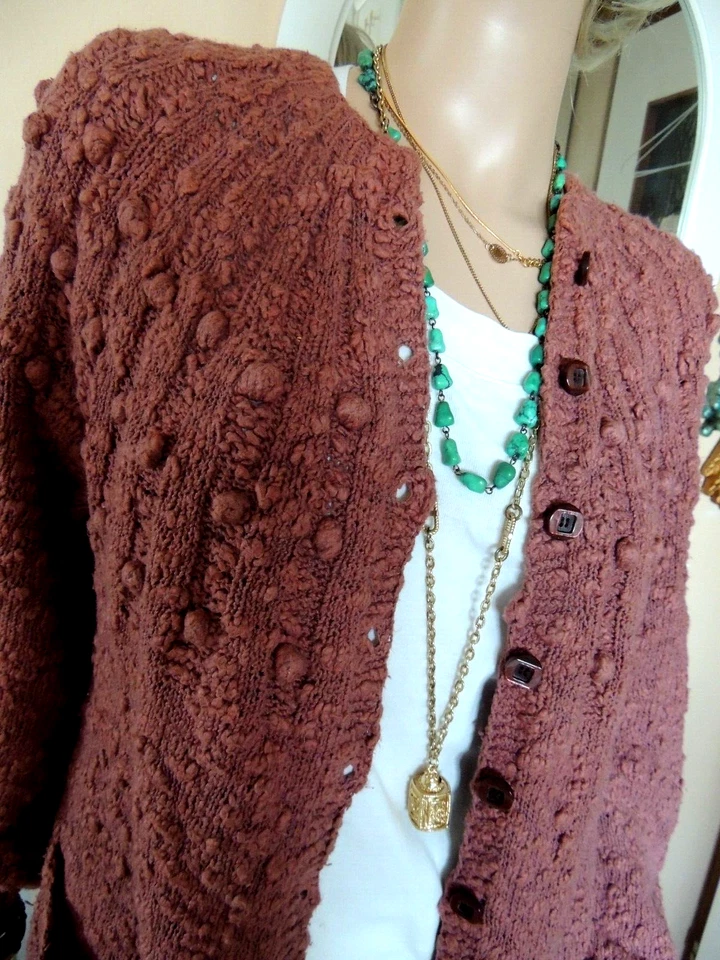 Strickjacke (Ziegelrot) von Hand gestrickt Gr. 42 - Bild 2 von 4