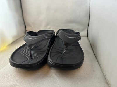 Hoka One One Ora Recovery Mens 12 Flip Flops Black Dark Gull