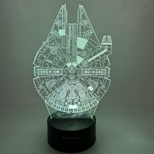 Star Wars Halcón Milenario 3D LED Acrílico Luz Nocturna Lámpara Táctil 6 Cambio de Color