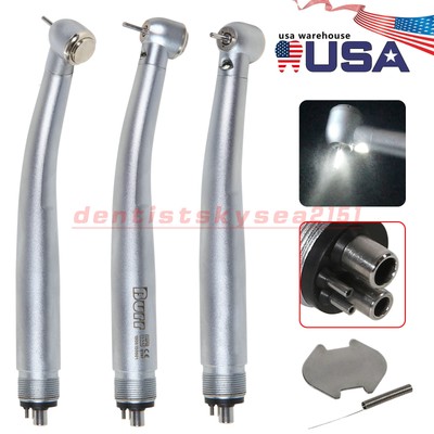 4-HOLE Dental High Speed LED Fiber Optic Push Button Handpiece UDM Burr
