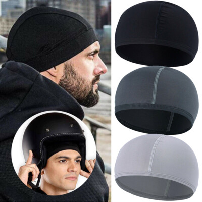 Mens Womens Helmet Liner Breathable Moisture Wicking Beanie Motorcycle Skull Hat