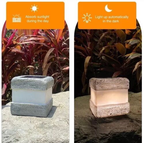 2 Pack Solar Garden Lights, Fake Rock Lights for Outdoor Pathway Yard, Solar - Picture 2 of 6