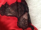 Josie NATORI, Red SILK, XS (size 2), Cutouts & Black LACE IN LAYS, SHEER Sides — photo 10