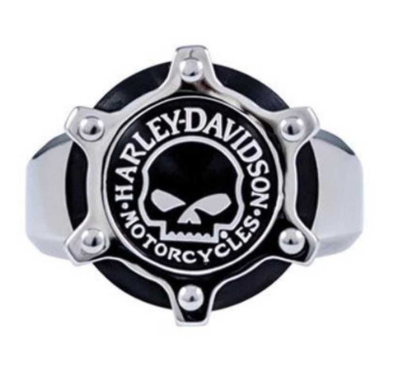 Harley-Davidson® Men's Willie G Skull Gear Ring, Stainless Steel
