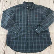 Polo Ralph Lauren Plaid Classic Fit Long Sleeve Button Front Shirt Men's XL Blue
