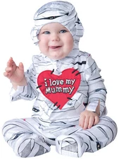 I Love My Mummy Infant Costume Hooded Jumpsuit With Heart Patch InCharacter