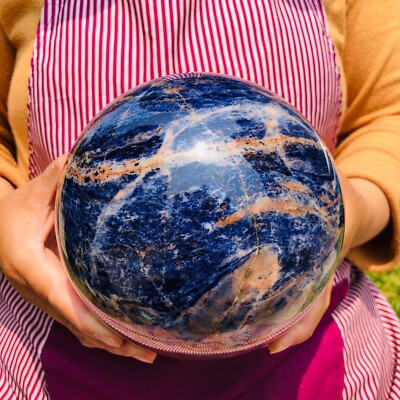 11.06LB Natural Beautiful  Blue Striped Ball Quartz Crystal Sphere Healing 1098