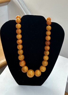 Collier Ancien En Ambre Butterscotch Perles Graduées - Naturel - Occasion