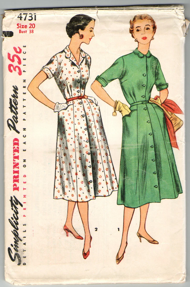 1950s Simplicity 4731 Missesu0026#039; Shirtwaist Dress Size 20 | eBay