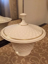 Lenox Basket Weave Covered Candy Dish USA
